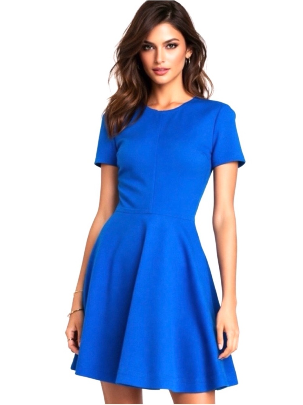 Diane Von Furstenberg Ivana Ponte Knit Stretch Fit & Flare Blue Dress $375 Sz 8